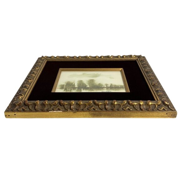 VTG James B Moore Framed Watercolor Landscape Painting Ornate Velvet/Gold Frame - Picture 4 of 11